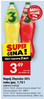 Napój Zbyszko 20% soku gaz, 1,75 l promocja w Twój Market