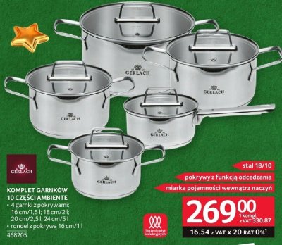 Komplet garnków Gerlach 10 części Ambiente promocja w Selgros