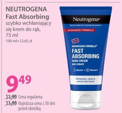 Krem NEUTROGENA Fast Absorbing szybko wchłaniający się krem do rąk promocja w Hebe