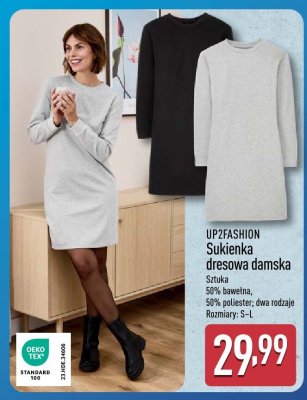 Sukienka dresowa damska UP2FASHION Sztuka 50% bawełna, 50% poliester; dwa rodzaje Rozmiary: S-L promocja w Aldi