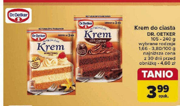 Krem do tortów waniliowy Dr. oetker promocja w Carrefour