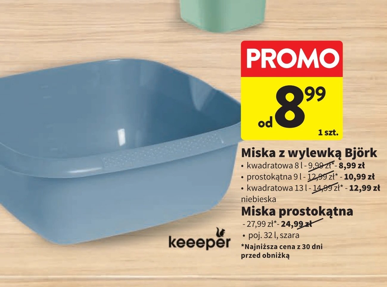 Miska bjork prostokątna 9l Keeeper promocja w Intermarche