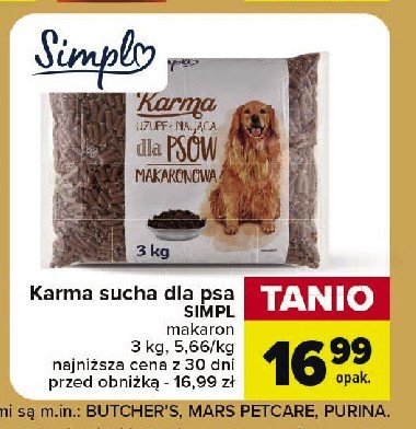 Karma uzupełniająca dla psów makaronowa Simpl promocja