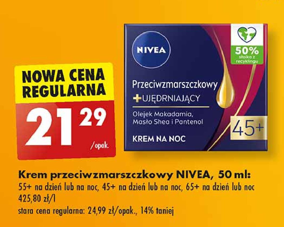 Krem rewitalizujący na noc 55+ Nivea anti-wrinkle promocja