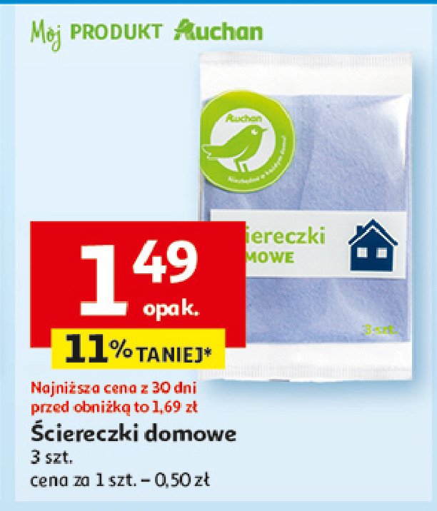 Ścierki domowe Auchan na co dzień (logo zielone) promocja