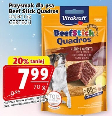 Przysmak dla psa Beef Stick Quadros Vitakraft promocja w Prim Market