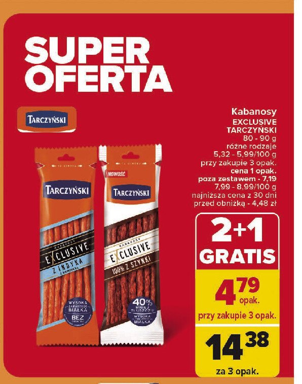 Kabanosy z szynki Tarczyński exclusive promocja w Carrefour Market