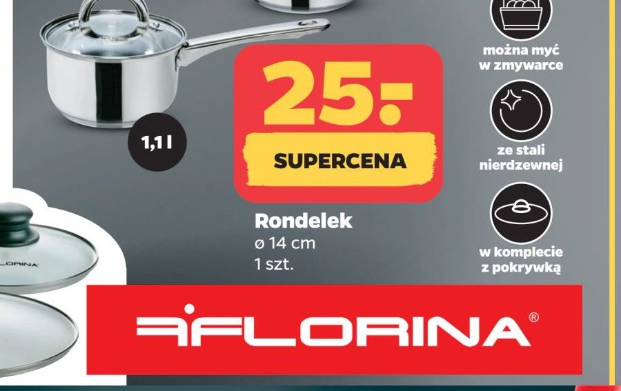 Rondel nierdzewny z pokrywą 14 cm Florina (florentyna) promocja