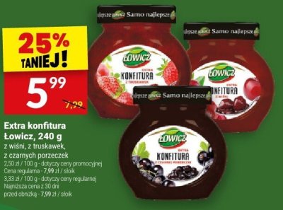 Extra konfitura Łowicz, 240 g promocja w Twój Market