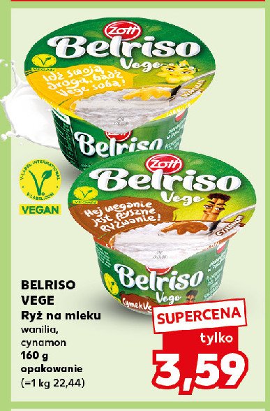 Ryż na mleku wanilia Zott belriso vege promocja