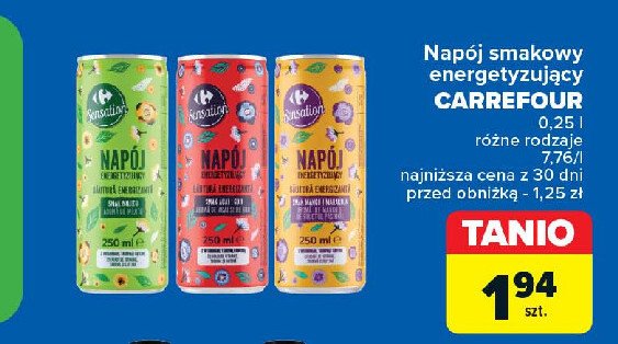 Napój energetyzujący acai & goji Carrefour promocja