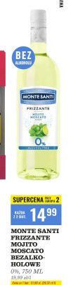 Napój Monte Santi Frizzante Mojito Moscato bezalkoholowe promocja w Biedronka