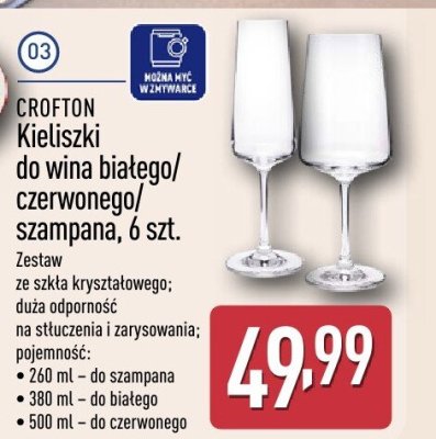 Kieliszki CROFTON Kieliszki do wina białego/czerwonego/szampana, 6 szt. promocja w Aldi
