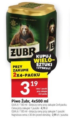 Piwo Żubr 4x500ml promocja w Twój Market