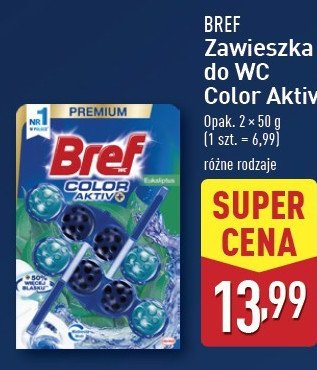 Kostka do wc eucalyptus Bref blue aktiv promocja w Aldi