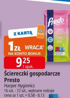 Ściereczki gospodarcze Presto promocja w Leclerc