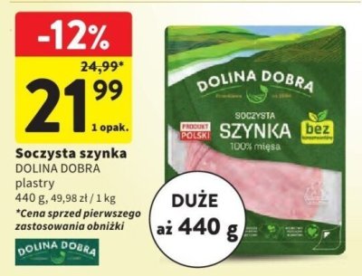 Soczysta szynka Dolina Dobra plastry promocja w Intermarche