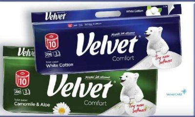 Papier toaletowy Velvet Comfort 10 rolek promocja w TOPAZ