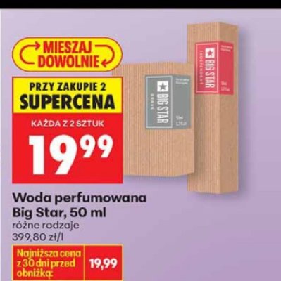 Woda perfumowana Big Star, 50 ml promocja w Biedronka