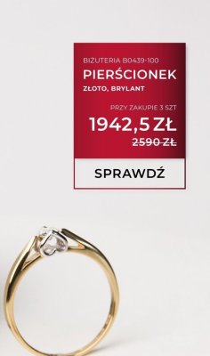 Pierścionek złoto, brylant B0439-100 promocja w Briju