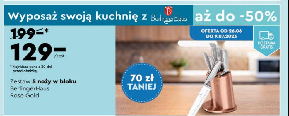 Komplet no偶y rosegold Berlinger haus promocja