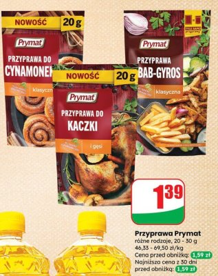 Przyprawa Prymat różne rodzaje: do cynamonki, do kaczki, bab-gyros promocja w Dino