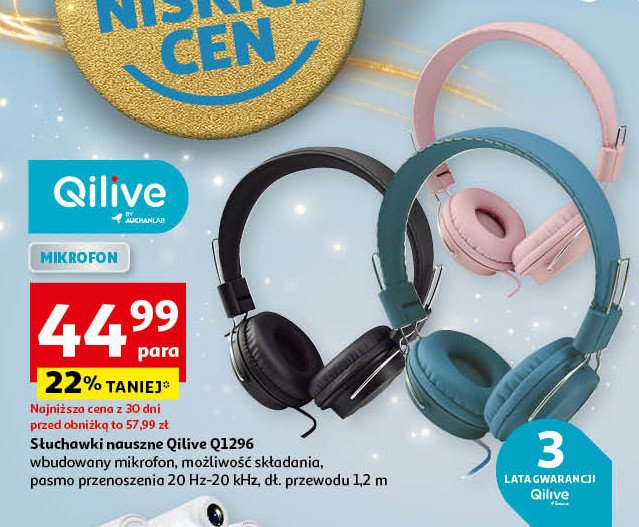 Słuchawki nauszne q1296 Qilive promocja w Auchan