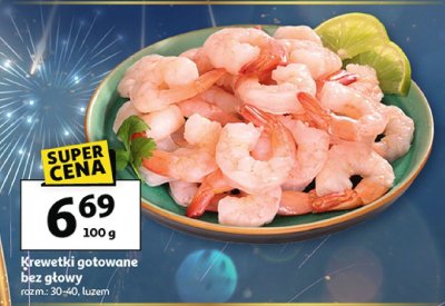 Krewetki gotowane bez głowy, rozm.: 30-40, luzem promocja w Auchan