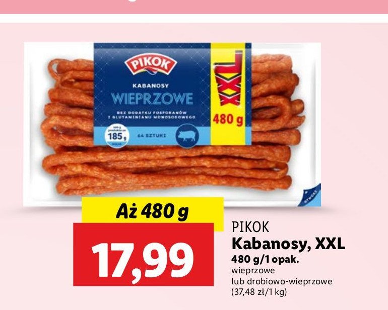 Kabanosy drobiowe z mięsem wieprzowym Pikok promocja