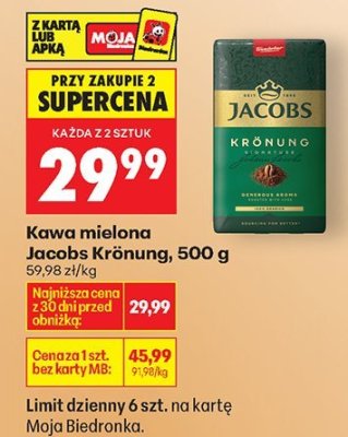 Kawa mielona Jacobs Krönung promocja w Biedronka