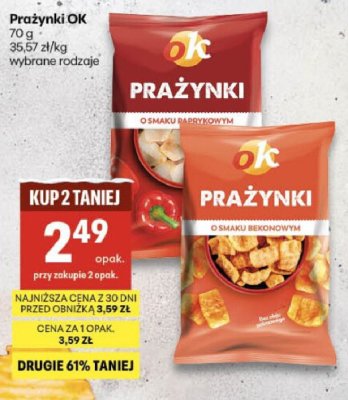Prażynki OK wybrane rodzaje promocja w Delikatesy Centrum
