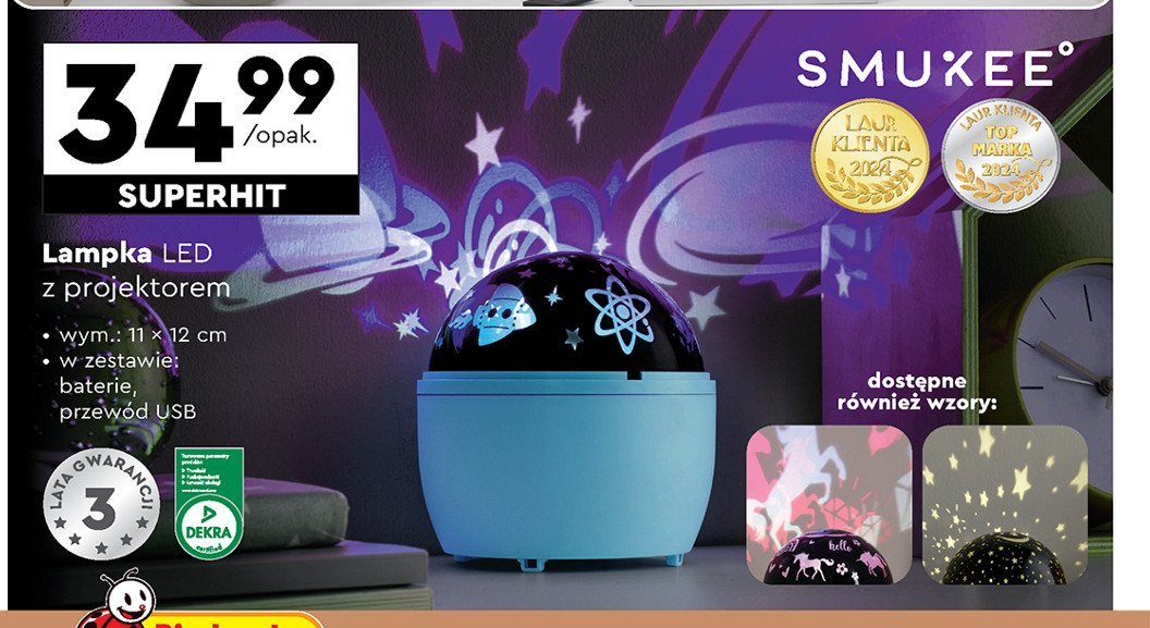 Lampka z projektorem led Smukee promocja