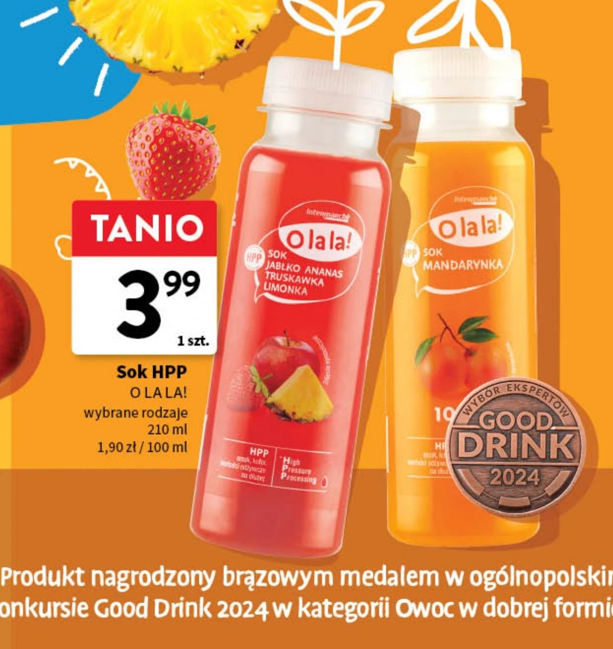 Sok jabłko-ananas-truskawka-limonka O la la! promocja