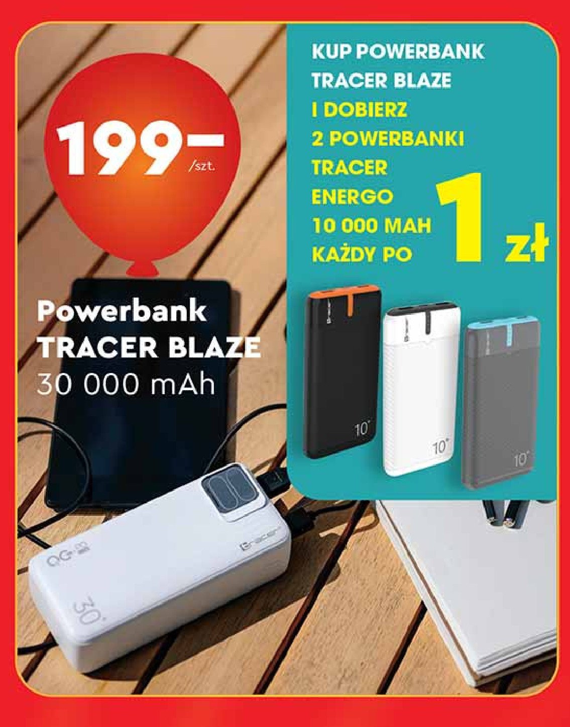 Powerbank blaze 30000mah Tracer promocja w Biedronka