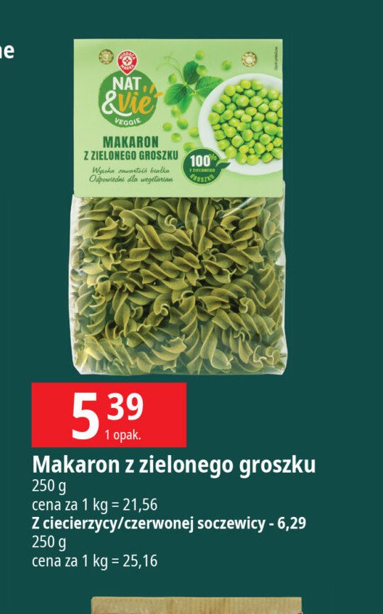 Makaron z ciecierzycy Wiodąca marka nat & vie promocja