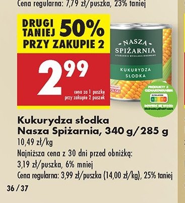Kukurydza słodka Nasza spiżarnia promocja w Biedronka