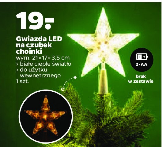 Gwiazda led na czubek choinki promocja