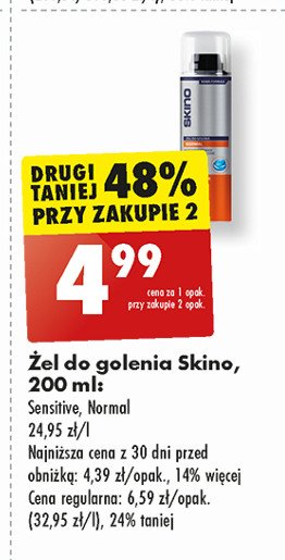 Żel do golenia normal Skino promocja w Biedronka