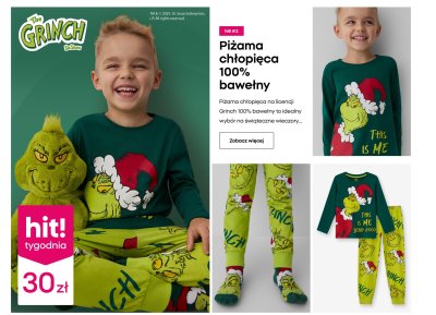 Piżama chłopięca Grinch   promocja w Pepco