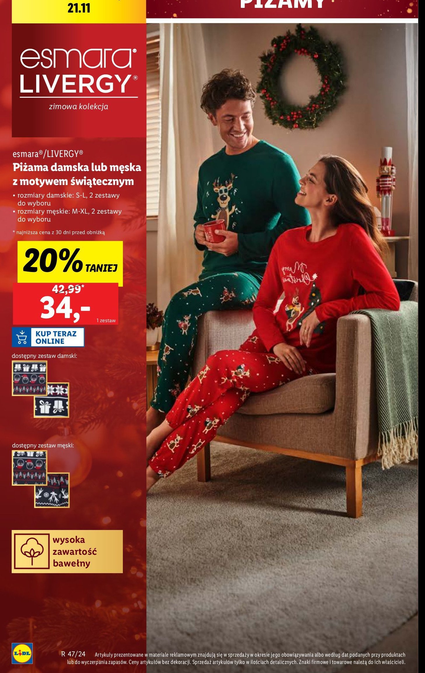 Piżama damska rozm. s-l Livergy promocja w Lidl