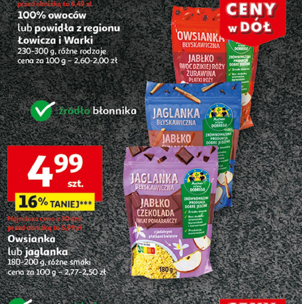 Jaglanka jabłko-owoc dzikiej róży-żurawina Auchan pewni dobrego promocja w Auchan