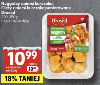Nuggety z piersi kurczaka, Filety z piersi kurczaka panierowane Drosed promocja w Delikatesy Centrum