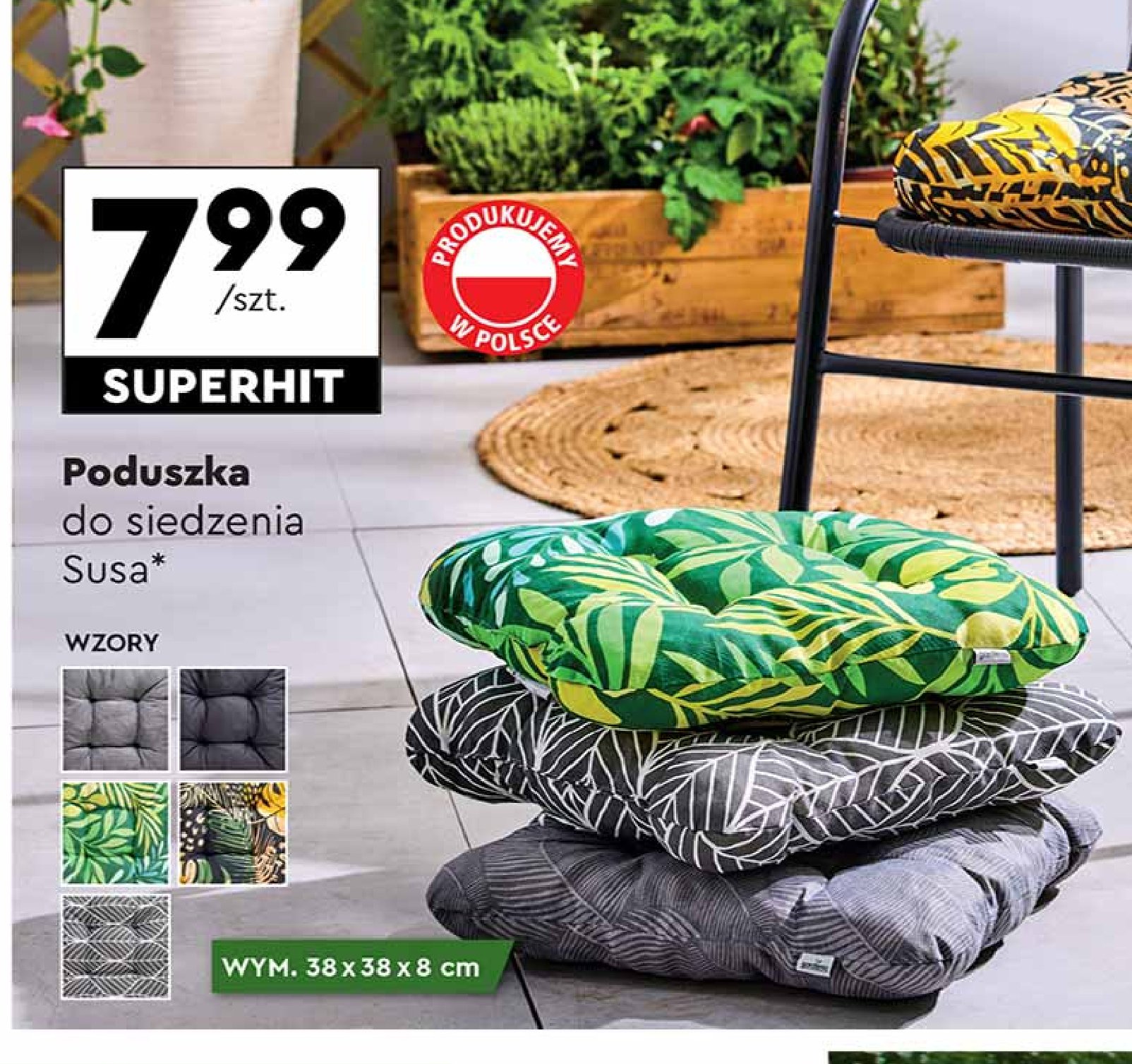 Poduszka susa 38 x 38 x 8 cm Gardenic yard promocja