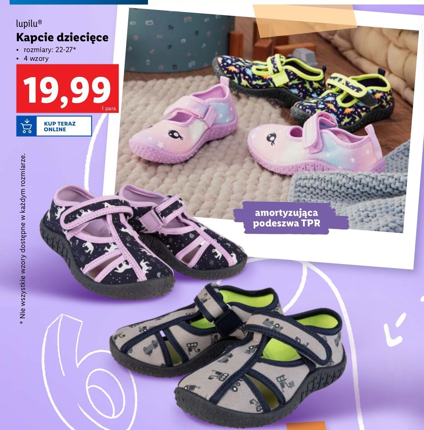 Kapcie dziecięce 22-27 Lupilu promocja