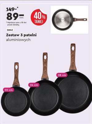 Zestaw patelni aluminiowych Smile promocja w Biedronka