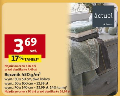 Ręcznik 450 g/m² äctuel wym.: 50 x 100 cm, 100% bawełny promocja w Auchan