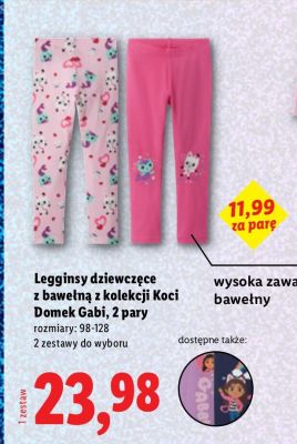 Legginsy dziewczęce z bawełną z kolekcji, 2 pary Koci Domek Gabi promocja