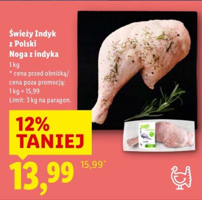 Świeży Indyk z Polski Noga z indyka promocja w Lidl