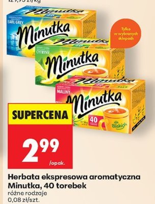 Herbata ekspresowa aromatyczna Minutka promocja w Biedronka