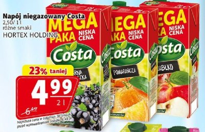 Napój niegazowany Costa HORTEX HOLDING MEGA PAKA różne smaki promocja w Prim Market